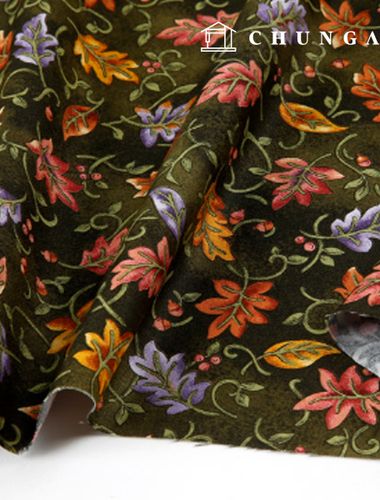 Cotton fabric 20 count fabric Autumn green leaves