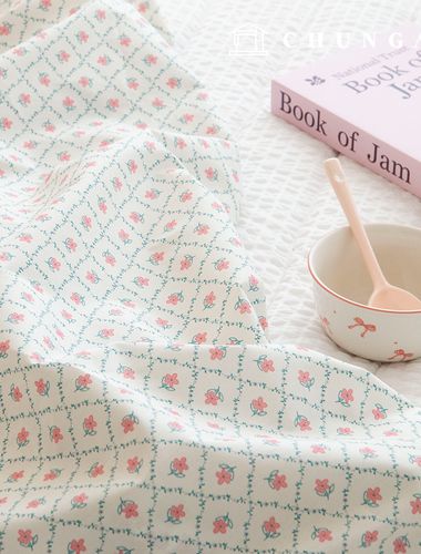 Cotton fabric 40 count Check Flower Pattern Flower Fabric Heimish