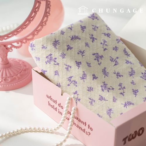 Cotton Dobby Flower Fabric Purple Flower