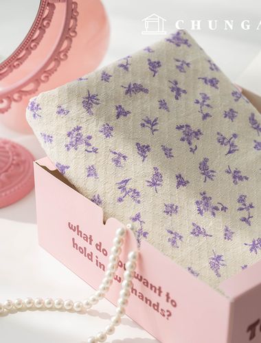 Cotton Dobby Flower Fabric Purple Flower