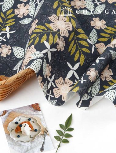 Eco-friendly antibacterial and anti-inflammatory fabric E-DTP cotton 20 count Night Garden Eclipse