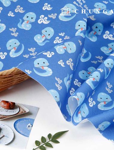 Eco-friendly antibacterial and anti-inflammatory fabric E-DTP cotton 20 count little blue snake