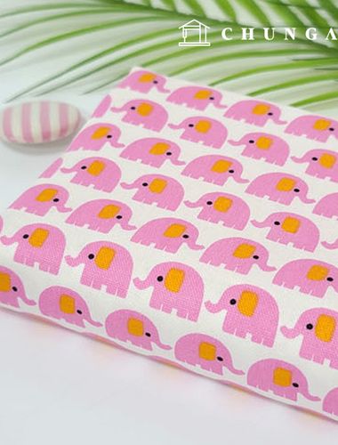 cotton oxford fabric animal pattern Fabric baby elephant Pink