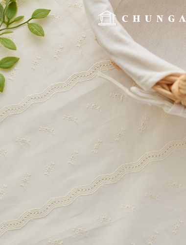 Lace Fabric Cotton Flower Lace Fabric Punching Embroidery Fabric Wavy