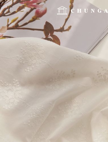 Lace Fabric Cotton Flower Lace Fabric Embroidery Fabric Deer White