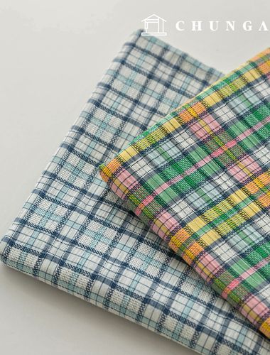 Cotton Check Fabric, Yarn-dyed Check Clothing Fabric, 2 types of foam