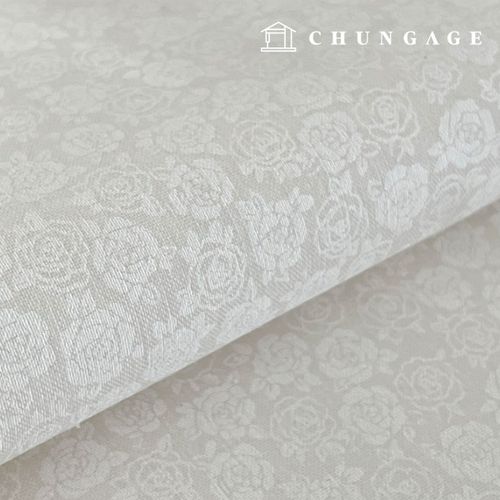 Cotton Cloth Flower Patterns Fabric 20 count White Rose Day 9514