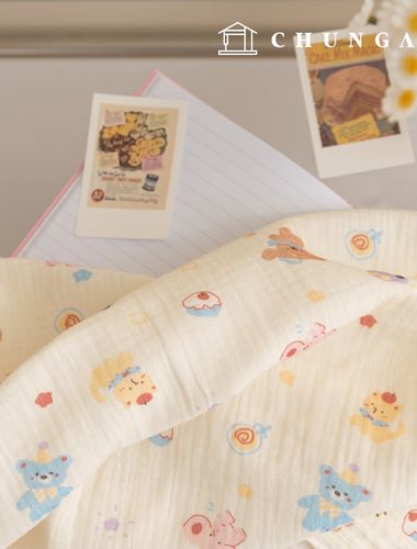 Yoru Double Gauze Cotton Non-fluorescent Bio-washed Fabric Star Friends