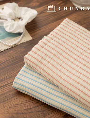 Yoru Double Gauze Cotton Non-fluorescent Bio-washed Fabric Stripe Ruen 2 Types