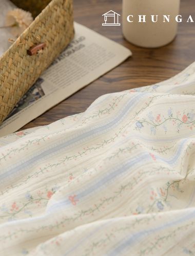 Yoru double gauze cotton non-fluorescent bio-washed Fabric Stripe Bloom