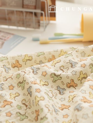 Yoru double gauze cotton non-fluorescent bio-washed fabric Star Pony