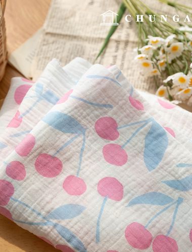 Yoru Double Gauze Cotton Non-fluorescent Bio-washed Fabric Cherry Bloom Pink