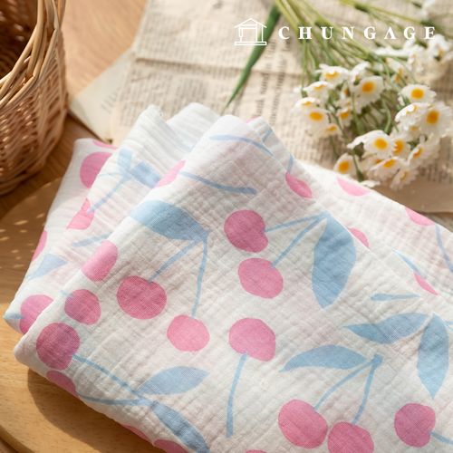 Yoru Double Gauze Cotton Non-fluorescent Bio-washed Fabric Cherry Bloom Pink