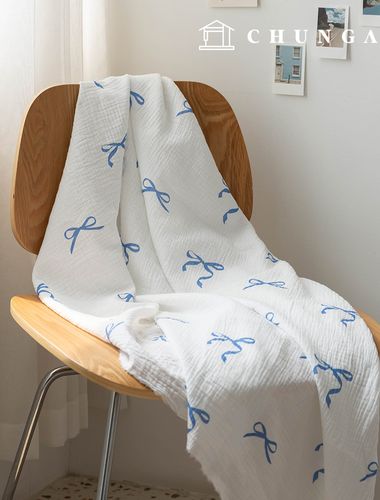 Yoru Double Gauze Cotton Non-fluorescent Bio-washed Fabric Salon de Ribon Blue