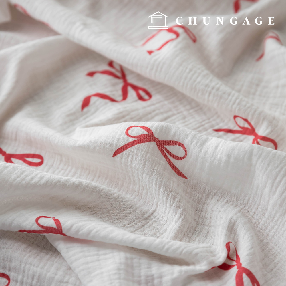 Yoru double gauze cotton non-fluorescent bio-washed fabric Salon de Ribon Red