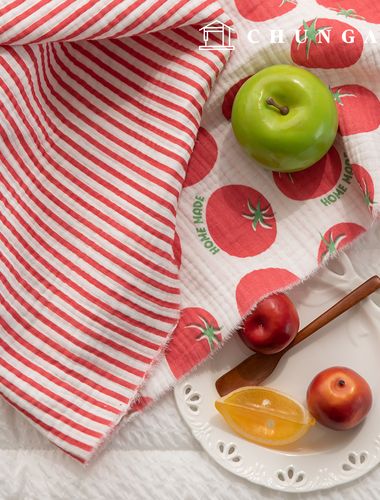 Yoru Quadruple Gauze Cotton Non-fluorescent Bio-washed Fabric Homemade Tomato Red QG-001