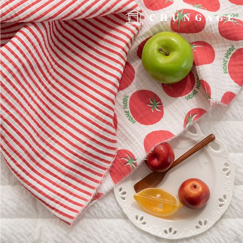 Yoru Quadruple Gauze Cotton Non-fluorescent Bio-washed Fabric Homemade Tomato Red QG-001