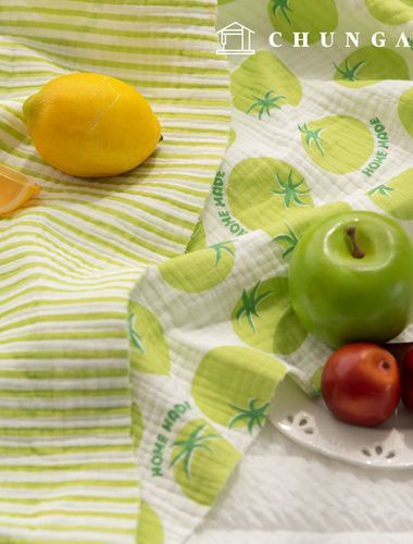 Yoru Quadruple Gauze Cotton Non-fluorescent Bio-washed Fabric Homemade Tomato Green QG-003