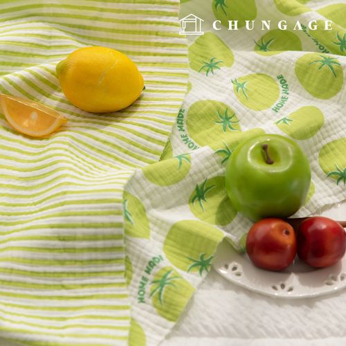 Yoru Quadruple Gauze Cotton Non-fluorescent Bio-washed Fabric Homemade Tomato Green QG-003