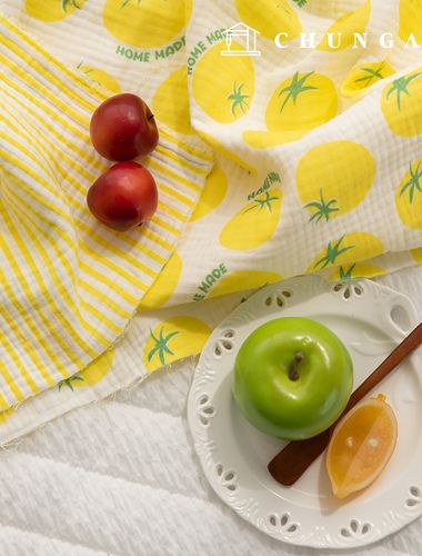 Yoru Quadruple Gauze Cotton Non-fluorescent Bio-washed Fabric Homemade Tomato Yellow QG-002
