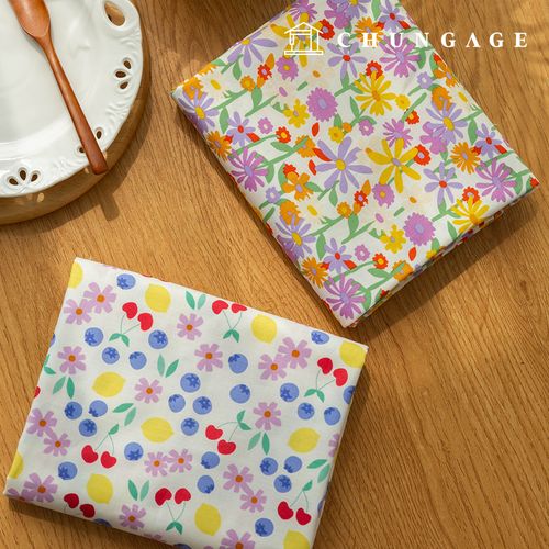 20-count Cotton Flower Cherry Fabric (2 Types)