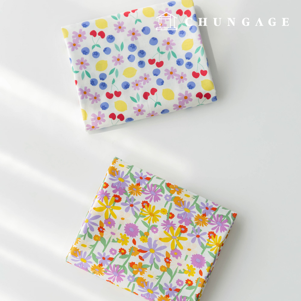 20-count Cotton Flower Cherry Fabric (2 Types)