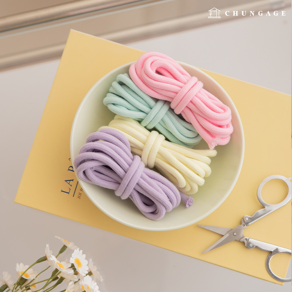 Macrame Udon Cord Pastel Color String 6mm 4 Types