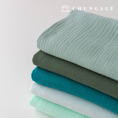 Double-walled Gauze fabric Wide Width cotton Washable Plain Fabric Non-fluorescent Fogmi Green 5 types 1 yard