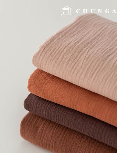 Double-walled Gable Gauze fabric Wide Width cotton Washable Plain Fabric Non-fluorescent Fogmi Brown 4 types 1 yard