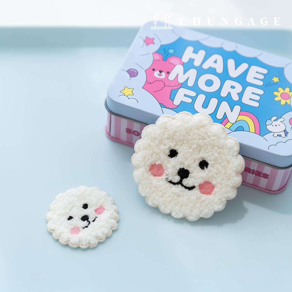 2 Types of Curly Bichon Heat-Seal Patches for Dogs
