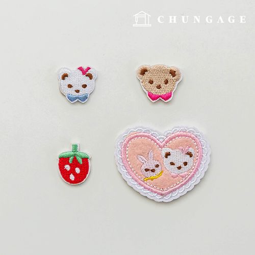 Strawberry Teddy Bear Rabbit Heat-Sealed Patches (4 Types)