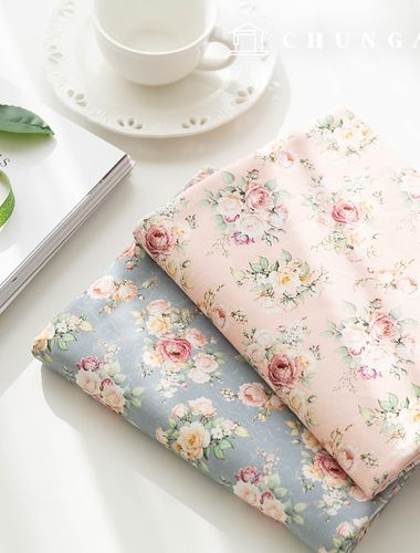Cotton Oxford Fabric Flower Pattern Flower Fabric Wide Width Feather Rose 2 types