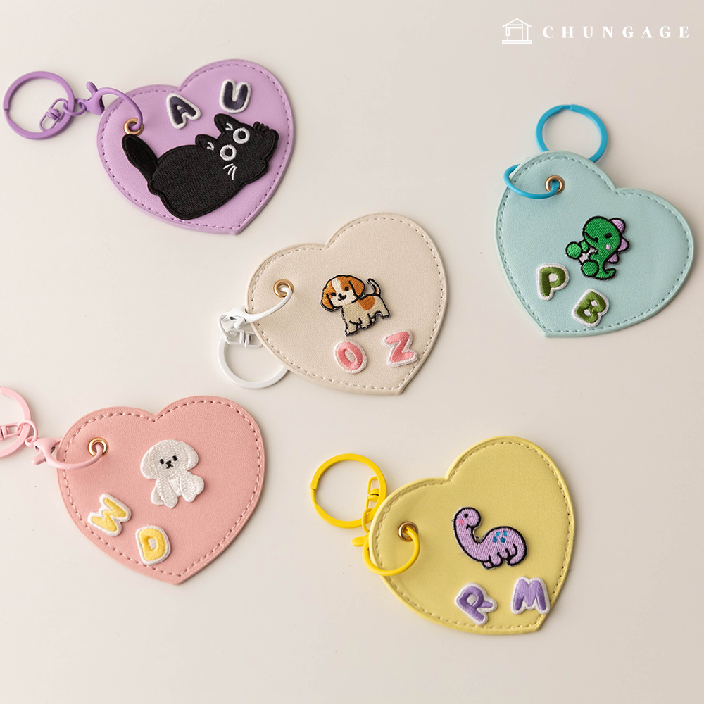 5 Types of Heart Leather Loop Keyring Wappen Patch Decorations