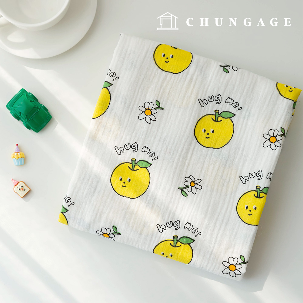 Yoru Double Gauze Cotton Non-fluorescent Bio-washed Fabric Hug Me Yellow