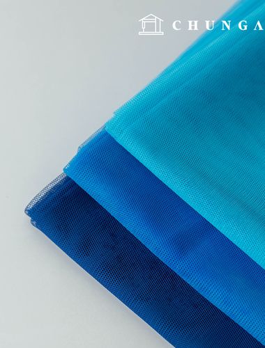 Plain Mesh fabric Lace Fabric Chiffon lining Stage wear Wide Width Hush Blue 3 types