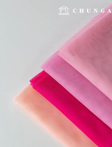 Plain Mesh fabric Lace Fabric Chiffon lining Stage wear Wide Width Hush Pink 4 types