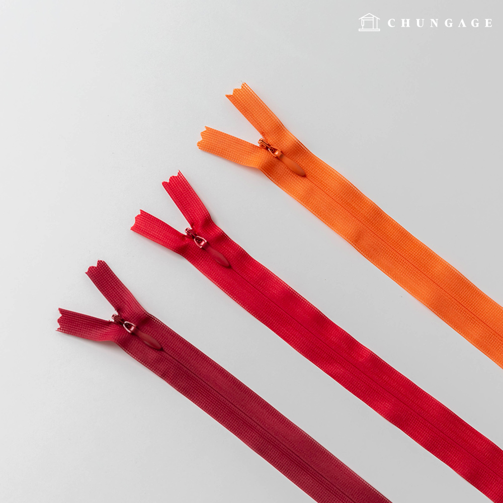 Size 3 Mesh Concealed Zipper 25cm x 60cm Red (3 Types)