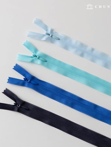 Size 3 Mesh Concealed Zipper 25cm x 60cm 4 Blue Varieties