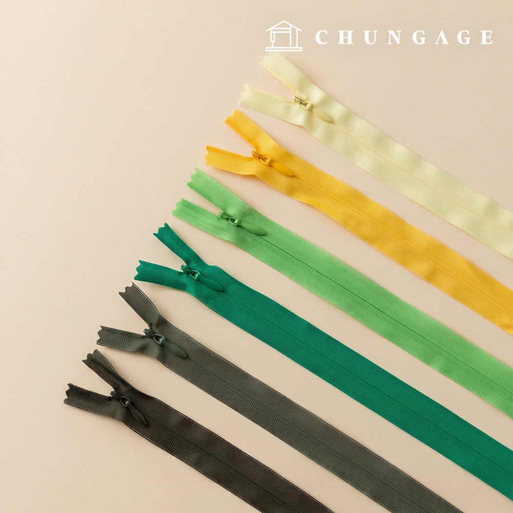 Size 3 Mesh Concealed Zipper 25cm x 60cm Yellow Green (6 Colors)