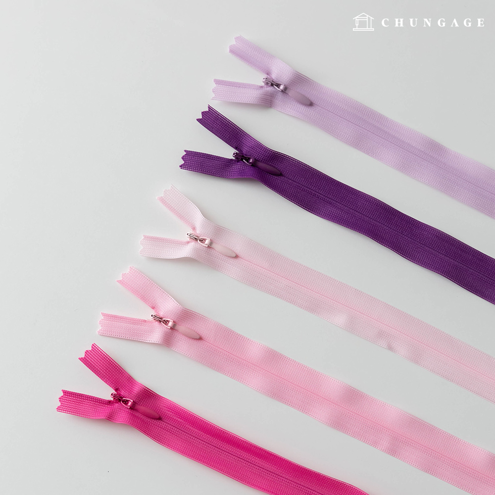 Size 3 Mesh Concealed Zipper 25cm x 60cm Violet Pink (5 types)
