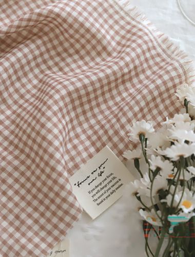 Double gauze rose beige gingham check