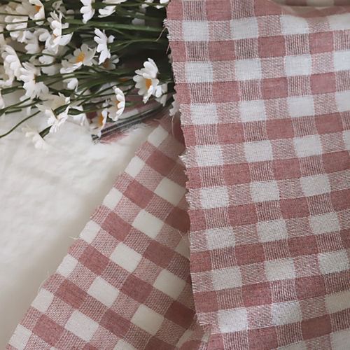 Gauze Natural Pink Gingham Check