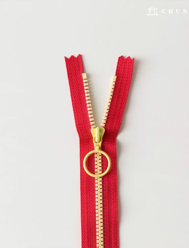 Vislon ring two-tone key point zipper 25cm Red