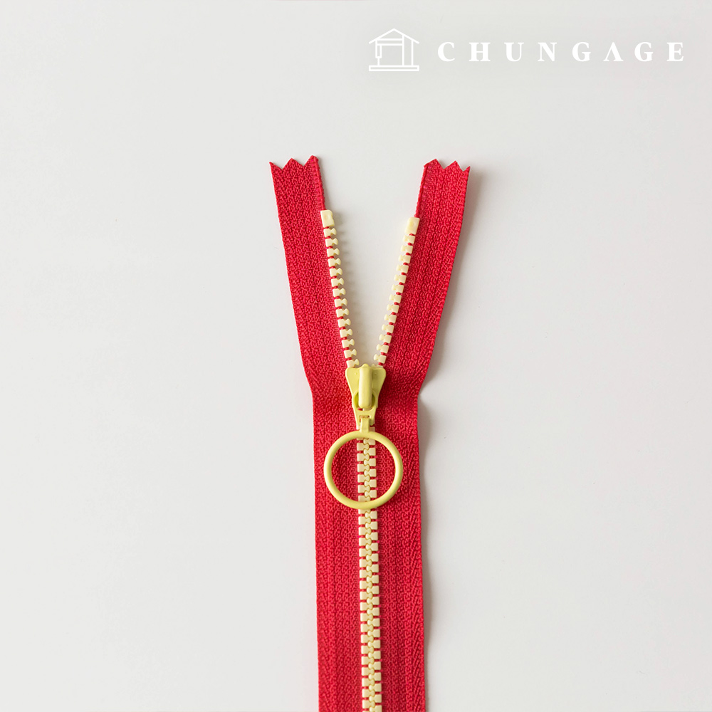 Vislon ring two-tone key point zipper 25cm Red