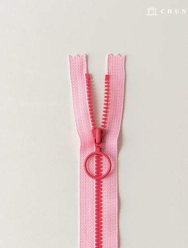 Vislon Ring Two-tone Key Point Zipper 25cm Pink