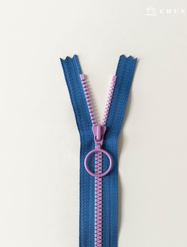 Vislon ring, two-tone key point, 25cm zipper, dark blue