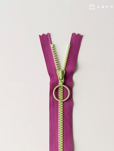 Vislon Ring Two-tone Key Point Zipper 25cm Purple