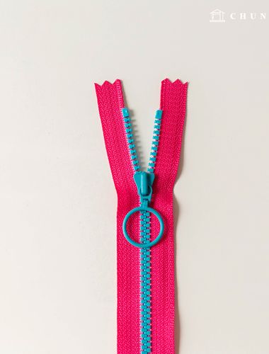 Vislon ring two-tone key point zipper 25cm Hot pink