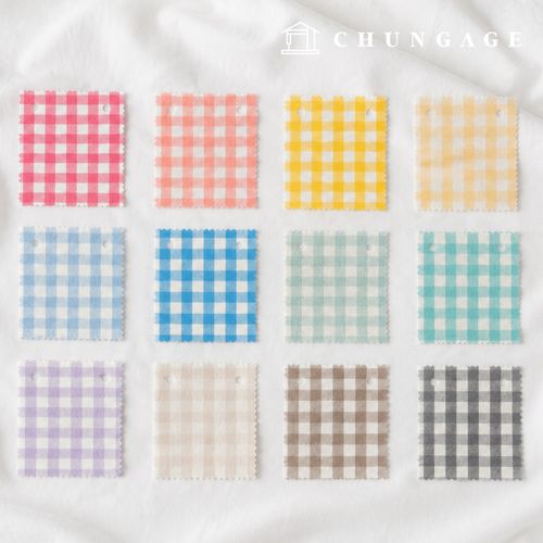 Check Fabric Cotton Melange Yarn-dyed Washed Wide Width Vintage Check Stripe Melo Cotton 12 Types