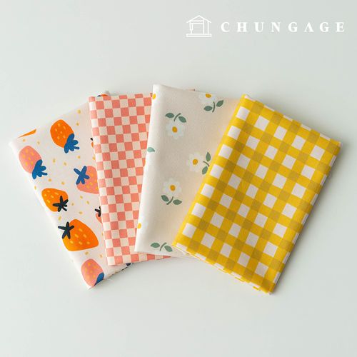 Fabric Package Strawberry Scrap Fabric Check Fabric Doll Dog Clothes Making 4 Types 293